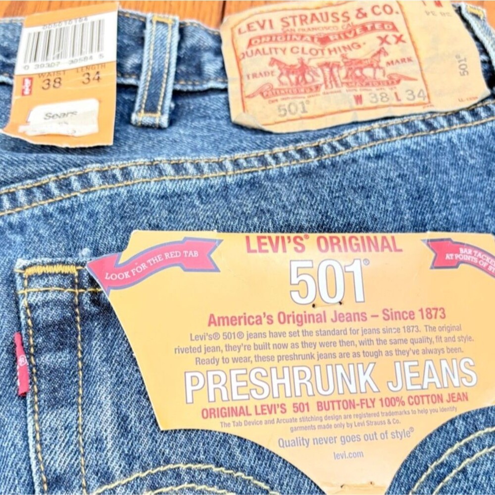 Y2K Early 2000 Levi's 501 Deadstock New With Tags 38x34 Button Fly 100% Cotton